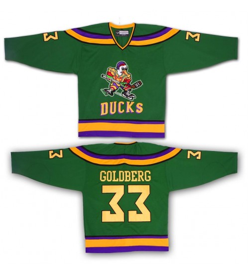 Anaheim Mighty Ducks 33 Greg Goldberg Hockey Jersey Movie Green